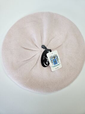 NEW Portolano Baby Pink 100% Cashmere Knit Beret Style Hat French One Size